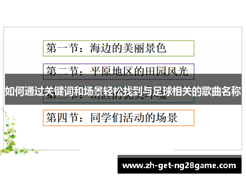 如何通过关键词和场景轻松找到与足球相关的歌曲名称