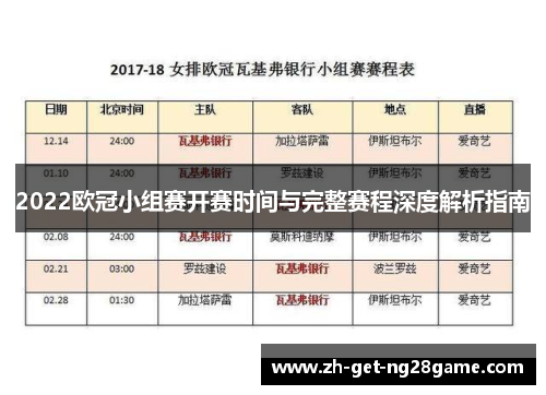 2022欧冠小组赛开赛时间与完整赛程深度解析指南